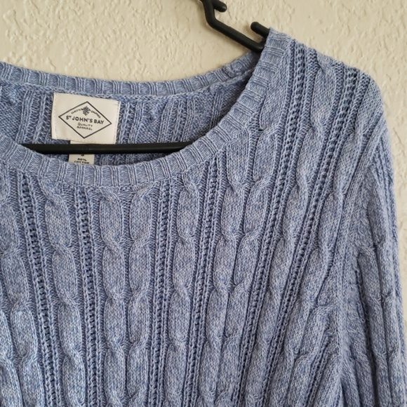 St John's Bay Blue Cable Knit Sweater - Picture 2 of 6